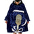 Blue New Zealand Eel Wearable Blanket Hoodie Aotearoa Maori Tuna With Kotiate Weapon