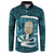 Turquoise New Zealand Eel Button Sweatshirt Aotearoa Maori Tuna With Kotiate Weapon