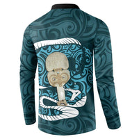 Turquoise New Zealand Eel Button Sweatshirt Aotearoa Maori Tuna With Kotiate Weapon LT14 - Polynesian Pride