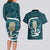 Turquoise New Zealand Eel Couples Matching Long Sleeve Bodycon Dress and Hawaiian Shirt Aotearoa Maori Tuna With Kotiate Weapon