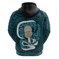 Turquoise New Zealand Eel Hoodie Aotearoa Maori Tuna With Kotiate Weapon LT14 - Polynesian Pride