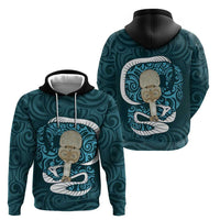 Turquoise New Zealand Eel Hoodie Aotearoa Maori Tuna With Kotiate Weapon LT14 - Polynesian Pride