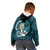 Turquoise New Zealand Eel Kid Hoodie Aotearoa Maori Tuna With Kotiate Weapon