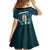 Turquoise New Zealand Eel Kid Short Sleeve Dress Aotearoa Maori Tuna With Kotiate Weapon