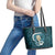 Turquoise New Zealand Eel Leather Tote Bag Aotearoa Maori Tuna With Kotiate Weapon