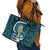 Turquoise New Zealand Eel Leather Tote Bag Aotearoa Maori Tuna With Kotiate Weapon