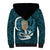 Turquoise New Zealand Eel Sherpa Hoodie Aotearoa Maori Tuna With Kotiate Weapon