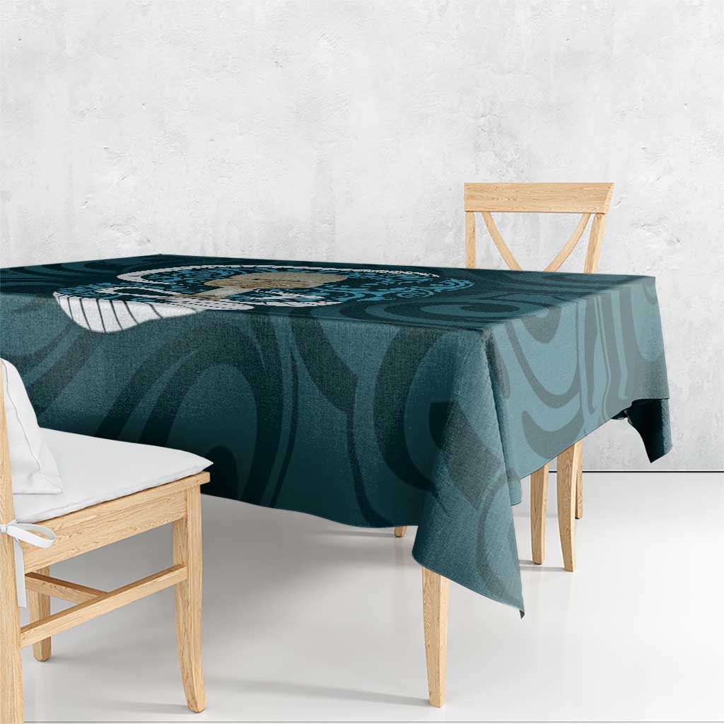 Turquoise New Zealand Eel Tablecloth Aotearoa Maori Tuna With Kotiate Weapon LT14 - Polynesian Pride