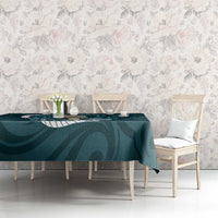 Turquoise New Zealand Eel Tablecloth Aotearoa Maori Tuna With Kotiate Weapon LT14 - Polynesian Pride