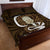 Gold New Zealand Eel Quilt Bed Set Aotearoa Maori Tuna With Kotiate Weapon