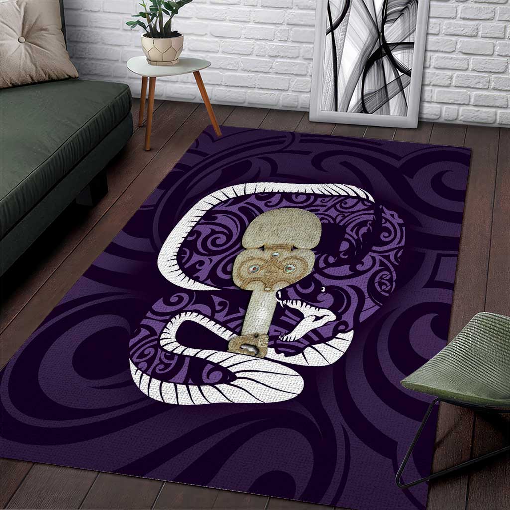 Purple New Zealand Eel Area Rug Aotearoa Maori Tuna With Kotiate Weapon