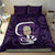 Purple New Zealand Eel Bedding Set Aotearoa Maori Tuna With Kotiate Weapon