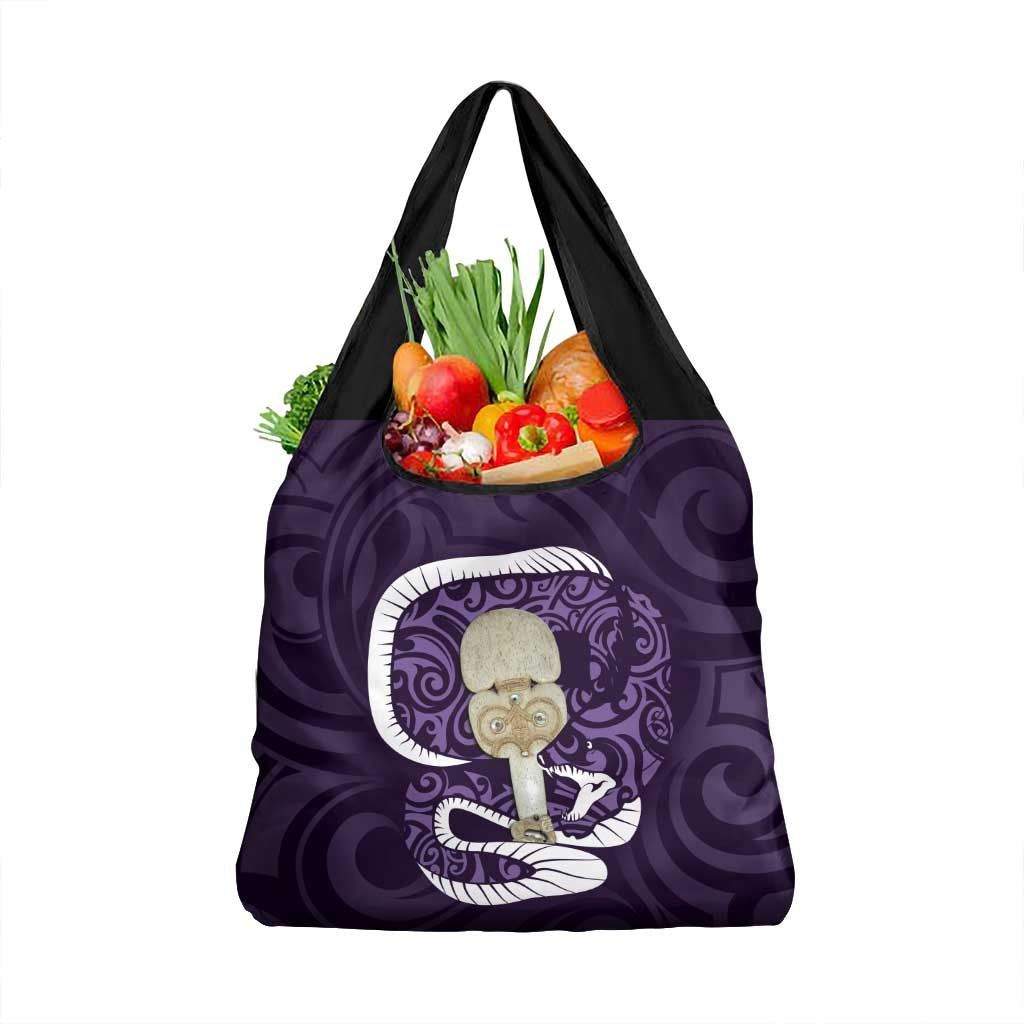 Purple New Zealand Eel Grocery Bag Aotearoa Maori Tuna With Kotiate Weapon LT14 1-pack One Size Purple - Polynesian Pride