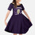 Purple New Zealand Eel Kid Short Sleeve Dress Aotearoa Maori Tuna With Kotiate Weapon