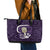 Purple New Zealand Eel Leather Tote Bag Aotearoa Maori Tuna With Kotiate Weapon