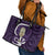 Purple New Zealand Eel Leather Tote Bag Aotearoa Maori Tuna With Kotiate Weapon