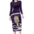 Purple New Zealand Eel Long Sleeve Bodycon Dress Aotearoa Maori Tuna With Kotiate Weapon