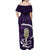 Purple New Zealand Eel Off Shoulder Maxi Dress Aotearoa Maori Tuna With Kotiate Weapon