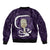 Purple New Zealand Eel Sleeve Zip Bomber Jacket Aotearoa Maori Tuna With Kotiate Weapon