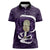 Purple New Zealand Eel Women Polo Shirt Aotearoa Maori Tuna With Kotiate Weapon