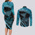 New Zealand Stingray Couples Matching Long Sleeve Bodycon Dress and Long Sleeve Button Shirt Aotearoa Whai With Maori Paua Shell