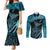 New Zealand Stingray Couples Matching Mermaid Dress and Long Sleeve Button Shirt Aotearoa Whai With Maori Paua Shell