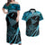 New Zealand Stingray Couples Matching Off Shoulder Maxi Dress and Hawaiian Shirt Aotearoa Whai With Maori Paua Shell