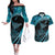 New Zealand Stingray Couples Matching Off The Shoulder Long Sleeve Dress and Hawaiian Shirt Aotearoa Whai With Maori Paua Shell