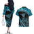 New Zealand Stingray Couples Matching Off The Shoulder Long Sleeve Dress and Hawaiian Shirt Aotearoa Whai With Maori Paua Shell