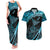 New Zealand Stingray Couples Matching Tank Maxi Dress and Hawaiian Shirt Aotearoa Whai With Maori Paua Shell