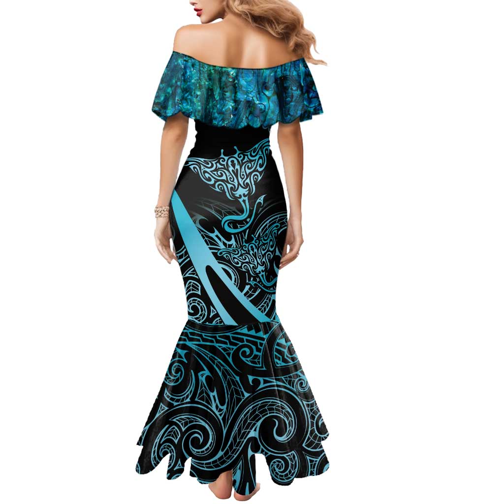 New Zealand Stingray Mermaid Dress Aotearoa Whai With Maori Paua Shell LT14 - Polynesian Pride