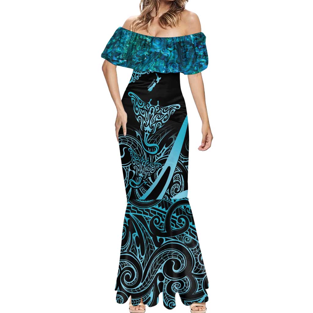 New Zealand Stingray Mermaid Dress Aotearoa Whai With Maori Paua Shell LT14 - Polynesian Pride
