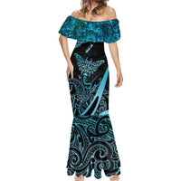 New Zealand Stingray Mermaid Dress Aotearoa Whai With Maori Paua Shell LT14 - Polynesian Pride
