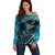 New Zealand Stingray Off Shoulder Sweater Aotearoa Whai With Maori Paua Shell