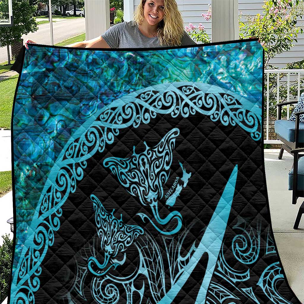 New Zealand Stingray Quilt Aotearoa Whai With Maori Paua Shell