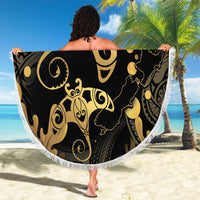 Black And Gold Aotearoa Whai Beach Blanket NZ Stingrays Maori Curves Style LT14 - Polynesian Pride