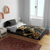 Black And Gold Aotearoa Whai Bedding Set NZ Stingrays Maori Curves Style LT14 - Polynesian Pride