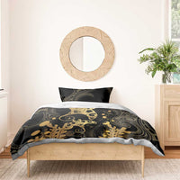 Black And Gold Aotearoa Whai Bedding Set NZ Stingrays Maori Curves Style LT14 - Polynesian Pride