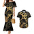 Black And Gold Aotearoa Whai Couples Matching Mermaid Dress and Hawaiian Shirt NZ Stingrays Maori Curves Style