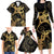 Black And Gold Aotearoa Whai Family Matching Long Sleeve Bodycon Dress and Hawaiian Shirt NZ Stingrays Maori Curves Style