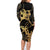 Black And Gold Aotearoa Whai Family Matching Long Sleeve Bodycon Dress and Hawaiian Shirt NZ Stingrays Maori Curves Style