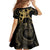 Black And Gold Aotearoa Whai Family Matching Off Shoulder Maxi Dress and Hawaiian Shirt NZ Stingrays Maori Curves Style