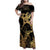 Black And Gold Aotearoa Whai Family Matching Off Shoulder Maxi Dress and Hawaiian Shirt NZ Stingrays Maori Curves Style