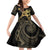 Black And Gold Aotearoa Whai Family Matching Off Shoulder Short Dress and Hawaiian Shirt NZ Stingrays Maori Curves Style