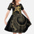 Black And Gold Aotearoa Whai Family Matching Short Sleeve Bodycon Dress and Hawaiian Shirt NZ Stingrays Maori Curves Style