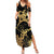 Black And Gold Aotearoa Whai Family Matching Summer Maxi Dress and Hawaiian Shirt NZ Stingrays Maori Curves Style