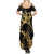 Black And Gold Aotearoa Whai Family Matching Summer Maxi Dress and Hawaiian Shirt NZ Stingrays Maori Curves Style