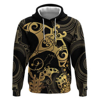 Black And Gold Aotearoa Whai Hoodie NZ Stingrays Maori Curves Style LT14 Pullover Hoodie Gold - Polynesian Pride