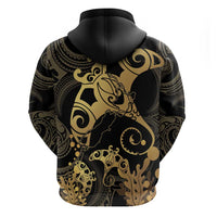Black And Gold Aotearoa Whai Hoodie NZ Stingrays Maori Curves Style LT14 - Polynesian Pride