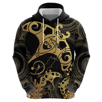 Black And Gold Aotearoa Whai Hoodie NZ Stingrays Maori Curves Style LT14 - Polynesian Pride